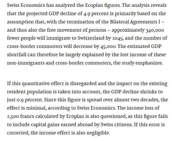 EU-Swiss relations: 

A study by Swiss Economics finds the economic benefits of the new package, which proponents call "Bilateral Agreements III" and which was signed last week by Swiss President Guy Parmelin and the President of the European Commission, Ursula von der Leyen, are
