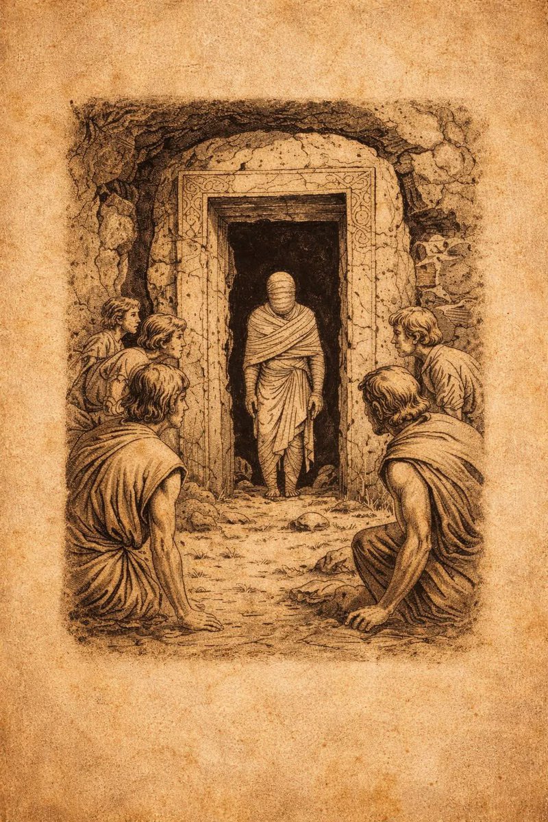 maximumpain333's tweet image. Raising Lazarus: The Resurrection of the Sleeping Soul...

There is a chamber within the human being where consciousness lies wrapped in layers of forgetting. This is the tomb. It is carved from inherited beliefs, ancestral weight, fear of power, and the long sleep of spiritual