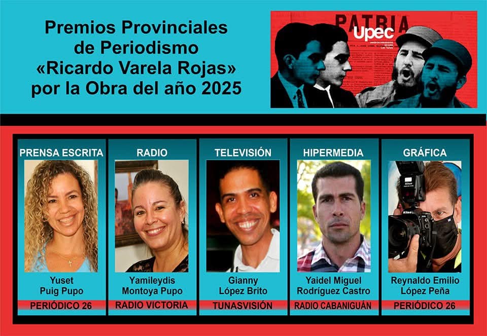 LorenzoOsbel's tweet photo. #LasTunas es una provincia que cuenta con un magnífico equipo de periodistas y es por eso que obtener un premio dentro de ellos demuestra una calidad excepcional. 
Muchas felicidades para los premiados! 
#PorLasTunasLaVictoria #SíSePuede #PorUn26EnEl26 https://t.co/yAfeU5rAMh