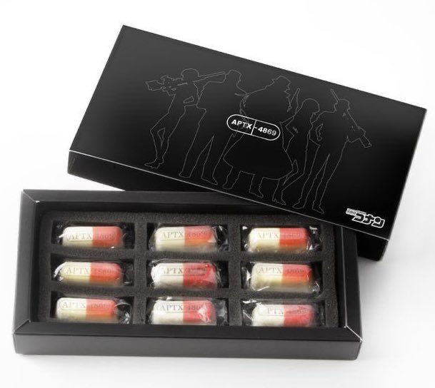 sweetroad5's tweet photo. 「名探偵コナン」のキーアイテムである「APTX（アポトキシン）4869」がチョコレートになった「「名探偵コナン」 APTX-4869風チョコレート 9個入」が発売されました✨

詳細は→https://t.co/8gpH7Wec2H

ホワイトデーにもオススメです！#PR https://t.co/6CFYL5cLeG