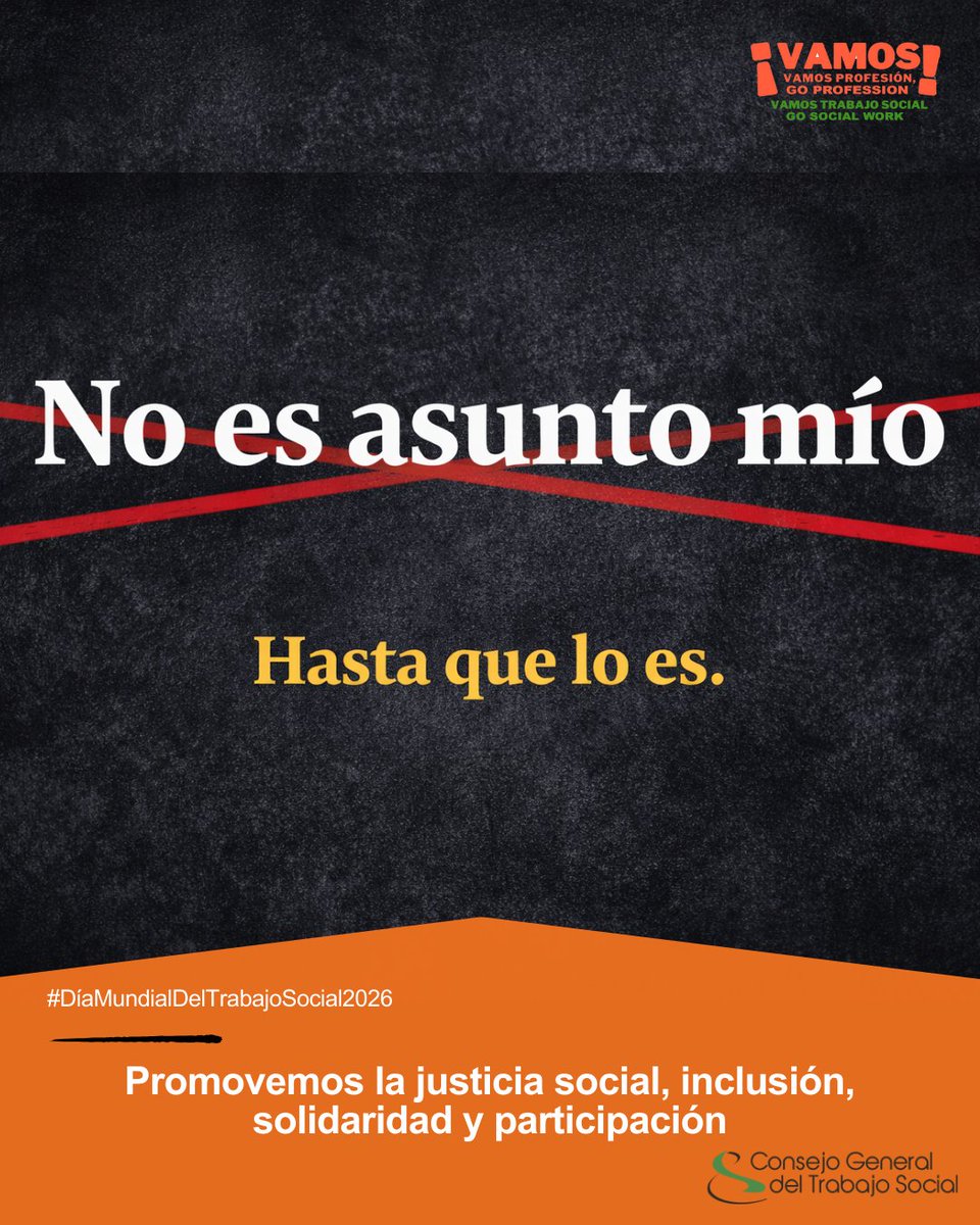 La exclusión empieza con una frase como: “No es asunto mío”.

El Trabajo Social existe para que sí sea un asunto de todas las personas.

Para que actuemos.

Harambee significa eso: No dejar a nadie atrás.

#DíaMundialDelTrabajoSocial2026
#Harambee
#DerechosHumanos
#JusticiaSocial