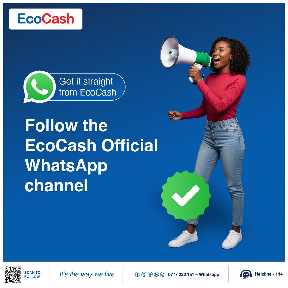 EcoCashZW's tweet photo. Airtime up for grabs! Join the EcoCash WhatsApp Channel, then drop a screenshot in the comments to stand a chance to win airtime

Click to join:  https://t.co/V6vOZbPdpa https://t.co/JAMXJQzC74