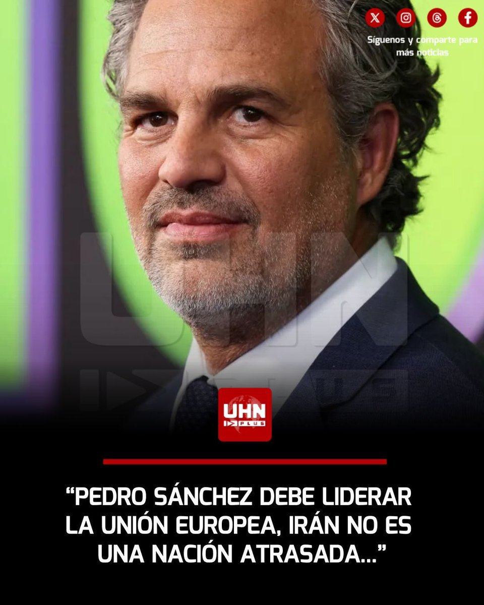 🇪🇸🇮🇷🇺🇸‼️ | Mark Buffalo, el actor de 58 años que supo interpretar al Increíble Hulk, sorprendió con sus declaraciones sobre la guerra de Estados Unidos e Irán y hasta elogió, insólitamente, a Pedro Sánchez.

- "Este hombre (Pedro Sánchez) debería estar liderando la Unión Europea