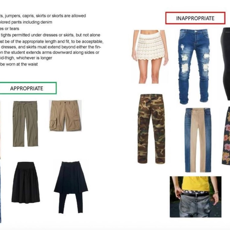 WFBRams's tweet photo. As weather starts to warm up please make sure we continue to follow the CCBOE dress code. Bottoms must be solid colors (no camo, no patterns). Leggings are also not allowed. https://t.co/OT9gDC7JIh