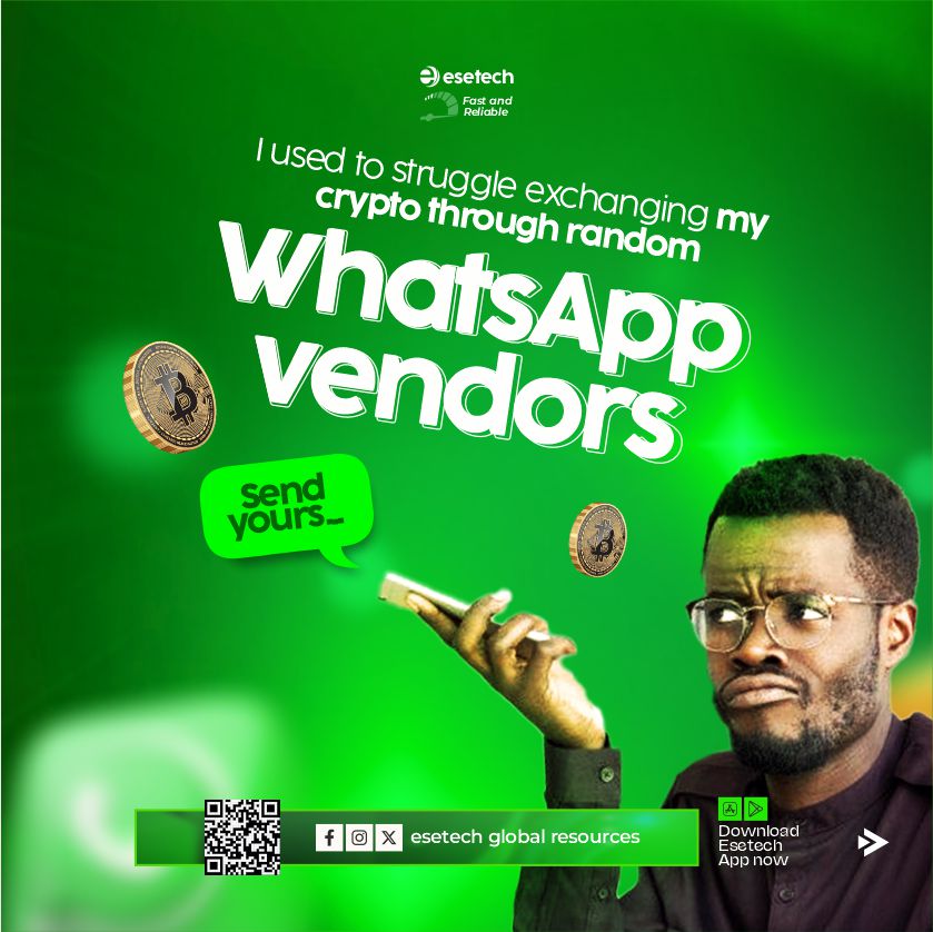 esetechservices's tweet photo. Used random WhatsApp vendors to exchange my crypto.

Some disappeared.
Some stopped replying.
Some tried to scam me.

Then I found Esetech. 💚

• Fast crypto to cash
• Clear rates
• No vendor drama

Now I trade and get paid without stress.

Start your crypto journey today.
Download the Esetech app.
https://t.co/5JUS5cArf8