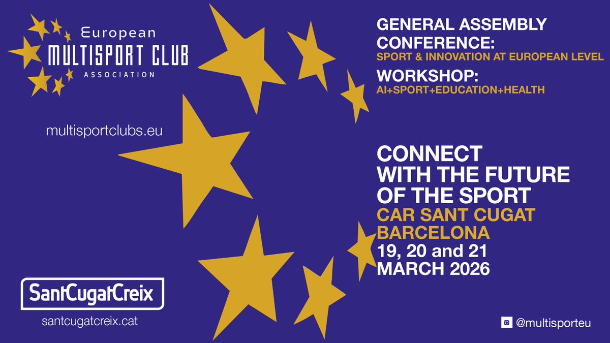 SantCugatCreix's tweet photo. 🙋‍♂️#SantCugat to host the @MultisportEU Assembly 2026 for the first time.

🔗 https://t.co/rBcBqPZ66k .

#EMCA @gencat @diba @LluisaMoretSabi @david_escude @sebastiani64 @xavipl_2000 @ClubJunior1917 @pbsantcugat @UESC_SantCugat @SalvadorFontRE @ppulber @vbeltrango https://t.co/1xa9GgWZ4S