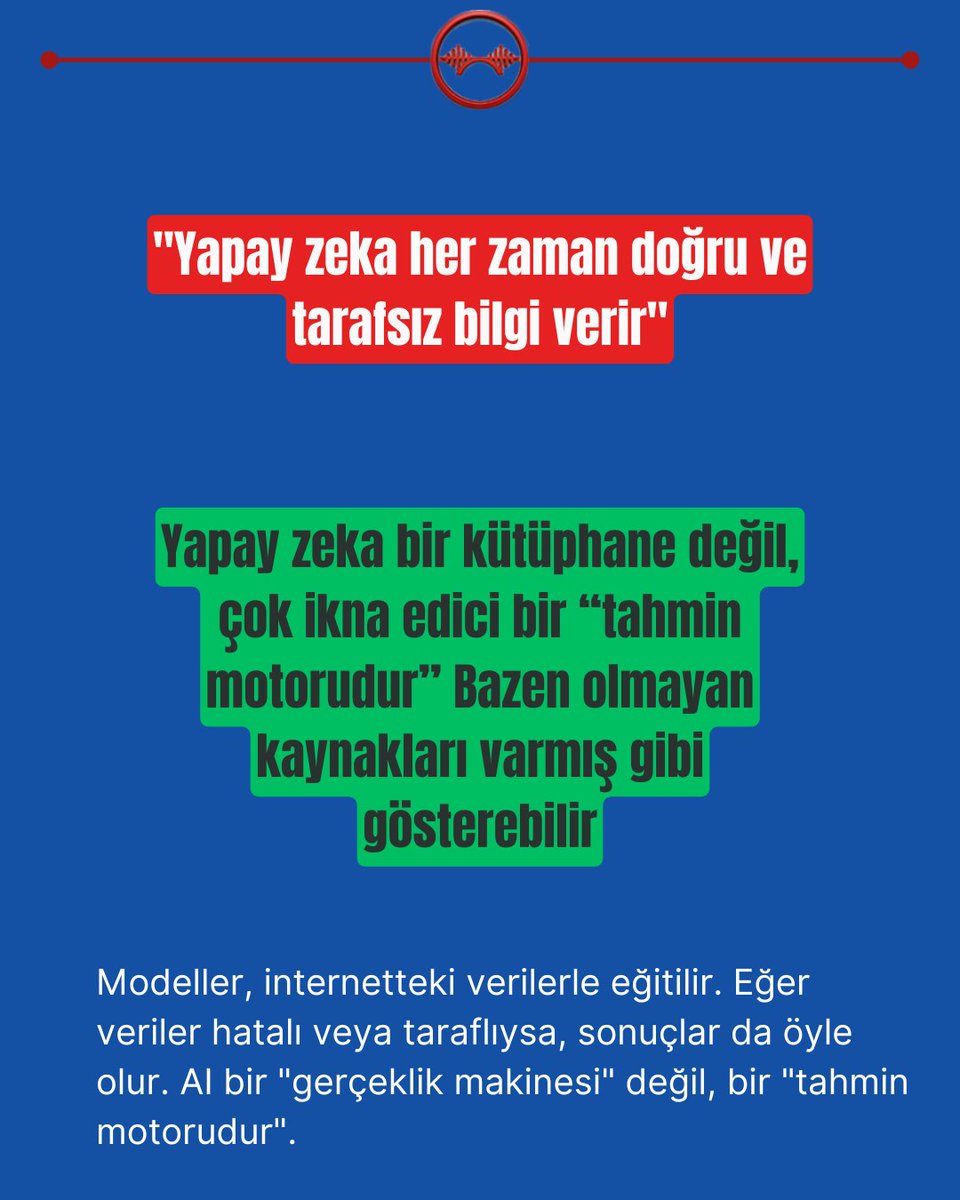 Asyanin_Sesi's tweet image. 🤖Gündemdeki bilgi kirliliğini bir kenara bırakıp, yapay zeka hakkında doğru bildiğimiz yanlışlara yakından bakalım.

#AI #yapayzeka #carouselpost #gündem
