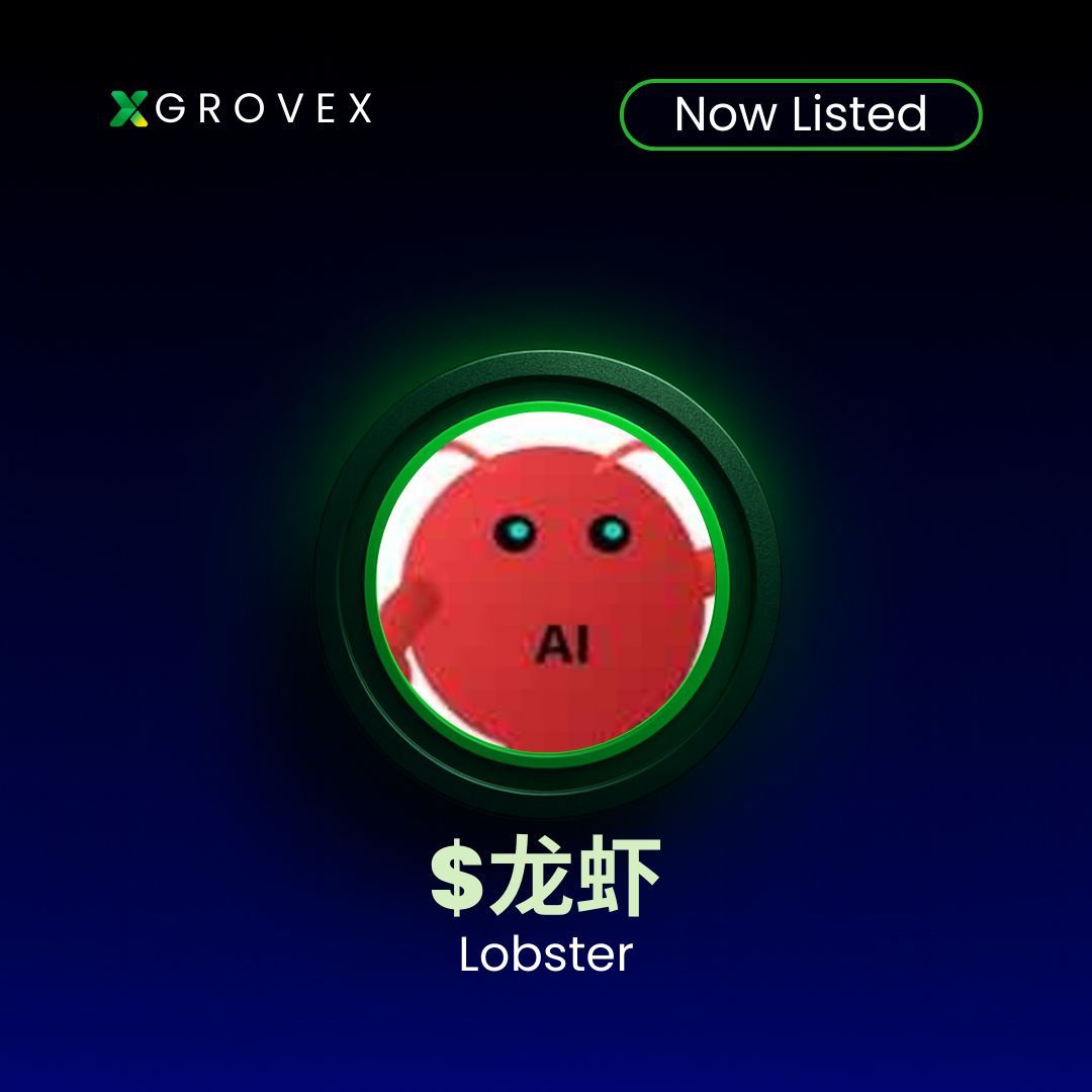 GroveXchange's tweet image. ✅ Now Listed: 龙虾 ($LOBSTER) on GroveX! ✅

Token: $LOBSTER/USDT
Chain: BSC

✅ Deposits and withdrawals are now available.

🔗 Trade Now: grovex.io/en_US/trade/LO…

#LOBSTER #BSC #Crypto #GroveX #Blockchain #Web3