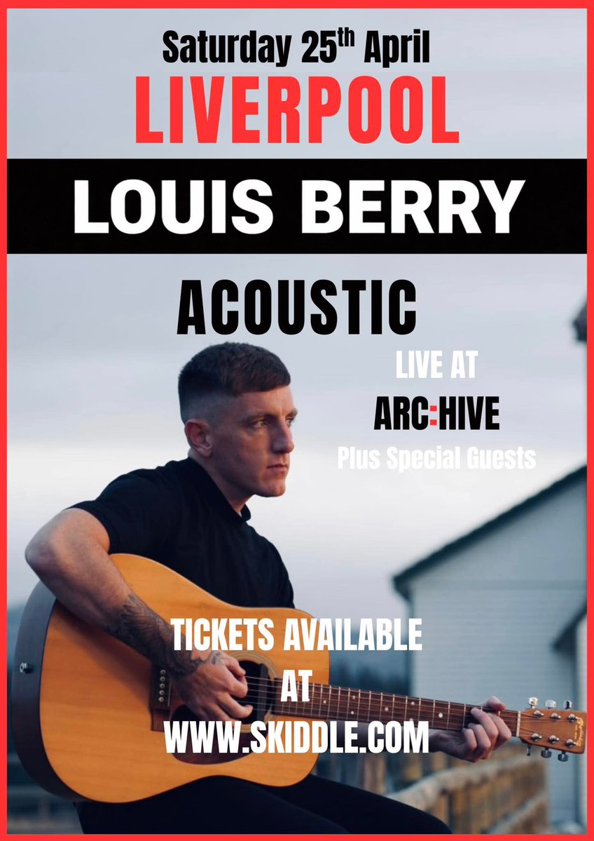 #ARCHIVE
Our Very Own <a href="/louisberry/">LOUIS BERRY</a> Will Be Playing His First Ever #acoustic Show Here at ARC:HIVE Before He Fly's Out To The States To Do A US Tour 
Tickets Now On-Sale
skiddle.com/whats-on/Liver…