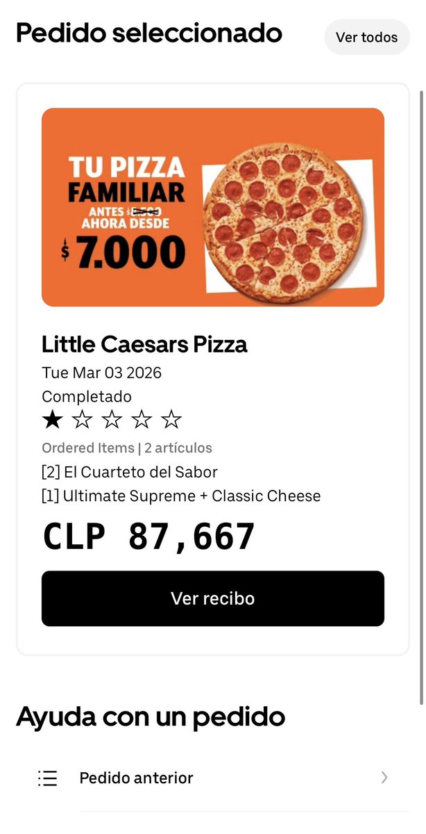 roquevedosch's tweet photo. El 3 de marzo compré 10 pizzas en @littlecaesarscl @littlecaesars por la app de @UberEats @Uber_Chile en este pedido venían menos pizzas y la boleta era otra. Hicimos reclamo en @littlecaesars  y en @Uber_Chile sin tener respuesta alguna por el error cometido. https://t.co/dPtSALbUi8