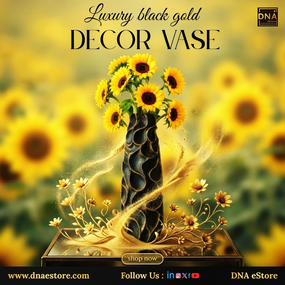 dna_estore's tweet photo. Add elegance to your space with our Luxury Black Gold Decor Vase - https://t.co/2jSYtrEBLt🌻✨

A perfect décor piece for modern homes, offices, and stylish interiors.🛒 Shop Now
 https://t.co/RiHbseM3S3

#dnaestore #homedecor #luxurydecor #decorideas #interiordesign #homestyle https://t.co/E97PeeFdg5