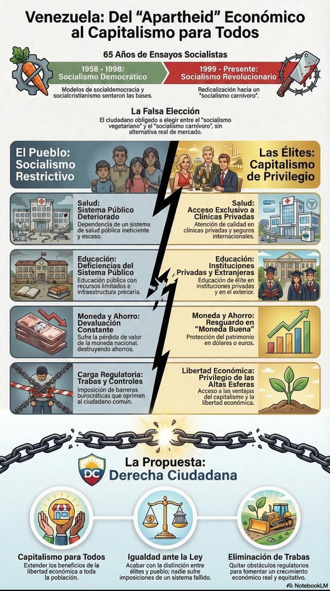En Venezuela lo que ha prevalecido es capitalismo para la elite gobernante y sus amigotes, y socialismo para el pueblo. 

En <a href="/DCiudadanaV/">Derecha Ciudadana</a>
queremos capitalismo para todos.