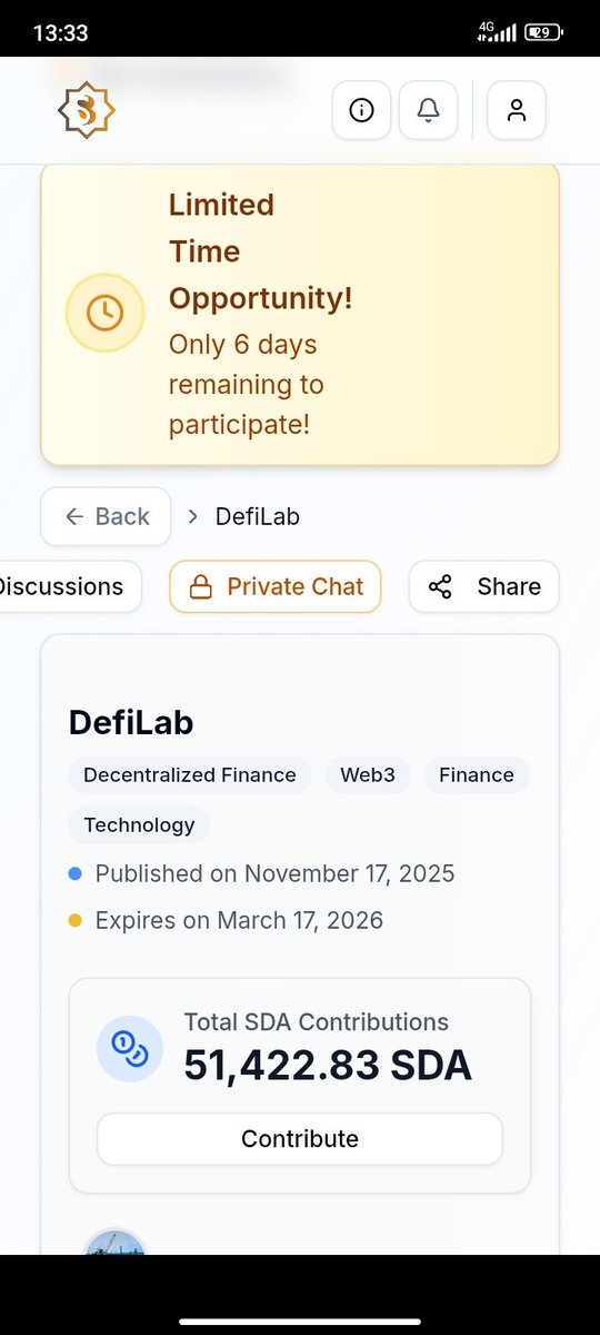 LabDefi38397's tweet photo. In 6 days, the contribution phase will end, and the development phase will commence by investing your SDA now. 

Each SDA contributed is more than a share but a true ownership of the digital era at DefiLab.
https://t.co/p5D48NX7CF  @sidrachain @Hossameldi9143 https://t.co/8zO0JN6SOy