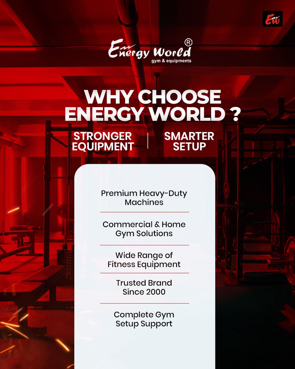 energyworldin's tweet image. Build a gym that delivers strength, performance, and real results. 💪
Premium equipment, smart planning &amp;amp; complete gym setup solutions.

📍 Akash Ganga Colony, Pilibhit Bypass Rd, Bareilly 📞 Call us: 999-766-6151 
🌐 energyworldindia.com

#EnergyWorld #GymSetup #Fitness