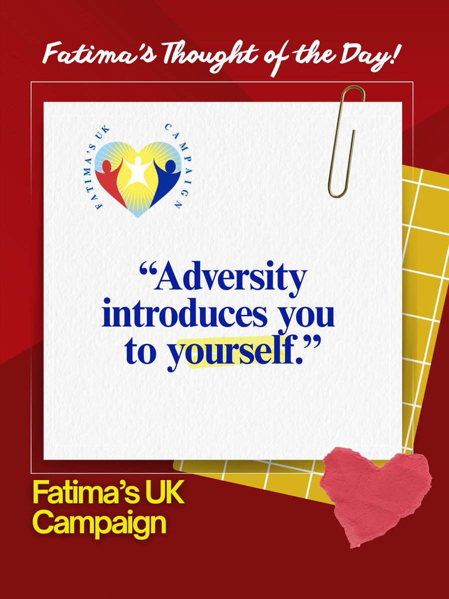 FatimaWh1tbread's tweet image. Fatima’s Thought of the Day: “Adversity introduces you to yourself.”

Today’s Thought:
Pressure reveals strength. Difficult seasons uncover courage you didn’t know you had.

#FatimasUKCampaign #FatimaWhitbread #Resilience #CareLeaversMatter #StrongerThroughAdversity