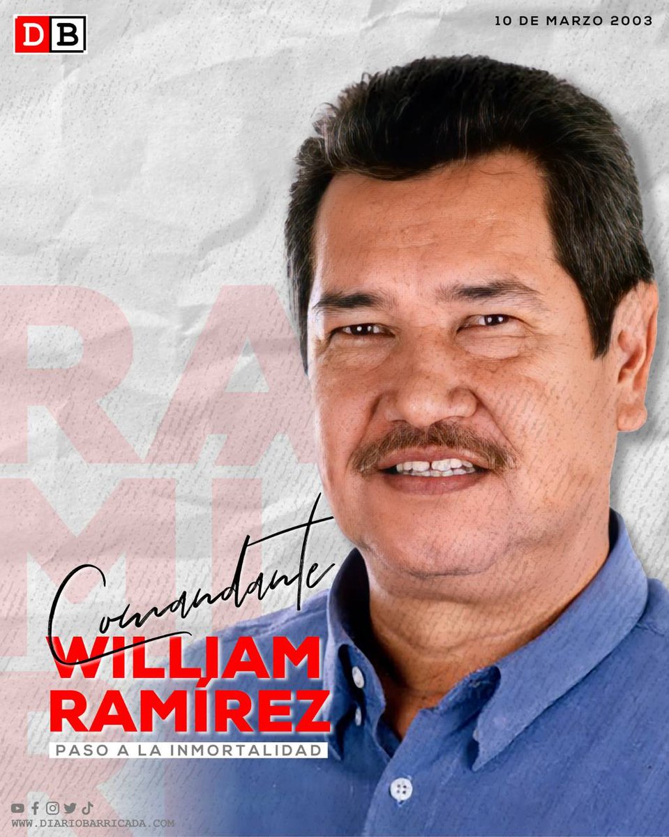 💥10 Marzo 2003

🔴⚫️Pasa a otro plano de vida el Comandante Guerrillero, William Joaquín Ramírez Solórzano, Hijo Dilecto de la ciudad de Niquinohomo.

<a href="/Martha_Elena16/">🅼🅰🆁🆃🅸🅽🅰 ♥🖤 🐲 🇳🇮</a>
<a href="/RDRFSLN_/">RDRFSLN_🇳🇮❤🖤</a>
<a href="/istamati/">☀️𝐈 𝐒 𝐓 𝐀 𝐌 𝐀 𝐓 𝐈 🌼🇳🇮🇳🇮</a>
<a href="/PortoSandinista/">Porto Sandinista ❤🖤</a>
<a href="/collvermat/">colvert matamoros 🇳🇮</a>
<a href="/CsarLpe1525/">César F. López 🇳🇮</a>
<a href="/huella_sandinis/">HUELLA SANDINISTA🇳🇮</a>

#UnidosEnVictorias #Nicaragua