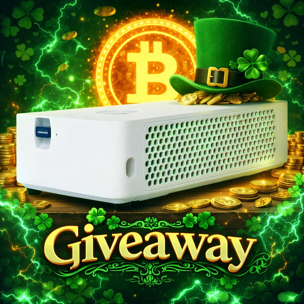 🚨 Saint Patrick’s Giveaway 🚨

Win a Nano 3S — 6TH/s of Bitcoin mining from home ⚡🏠
Silent. Powerful. Yours.
To enter:

1.Repost
2.Follow
3.Comment to boost your odds 🍀
4. Bookmark so you don’t miss it
One lucky miner takes it. Ready?