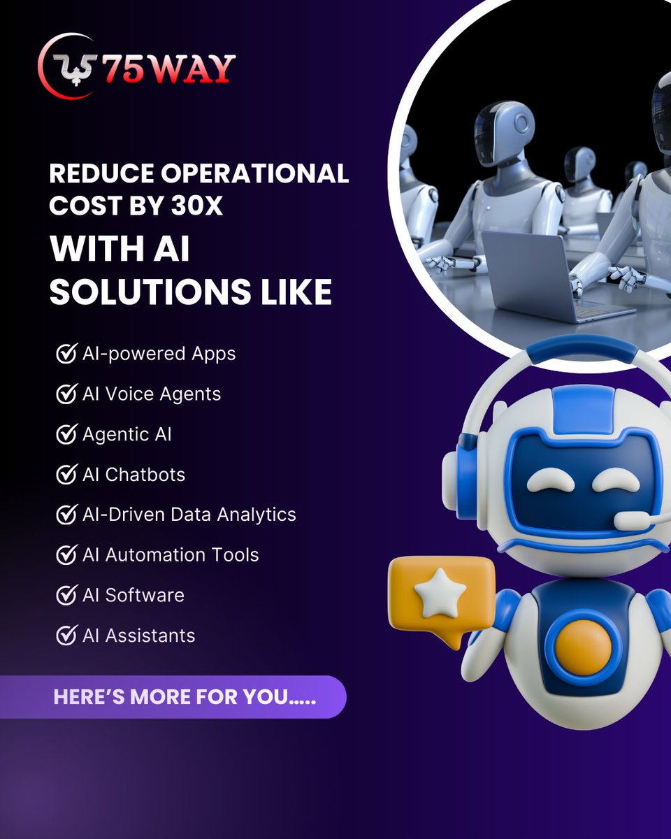 75way2success's tweet photo. π€ The global #AI technology market is projected to surpass $800B by 2030.
With #75way Technologies, you can build and launch AI #solutions from AI-Powered Apps to #AIVoiceAgents and #AIChatbots
π₯ Get 10% OFF on any AI solution.
https://t.co/K02SQRhOFj https://t.co/pM8uAMG8h6