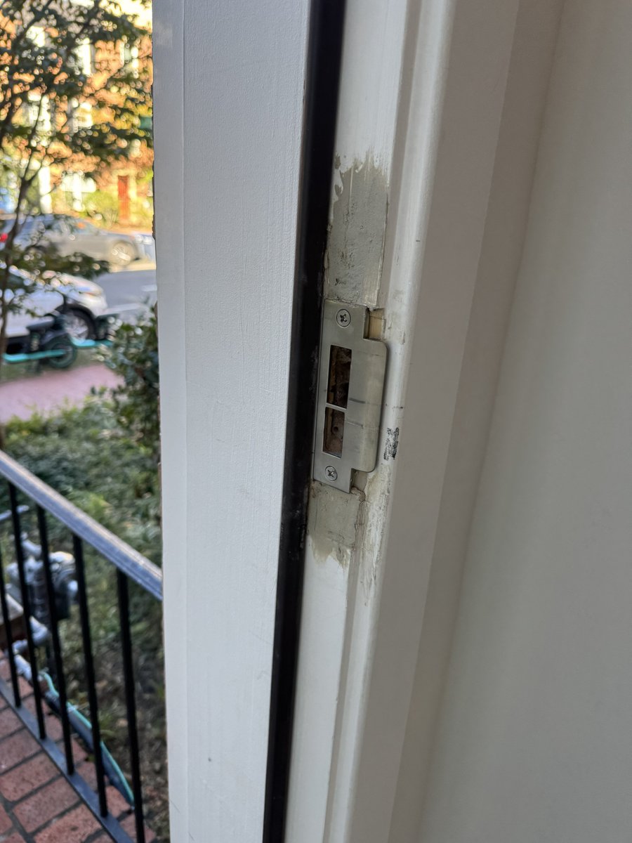 LocksDoors's tweet photo. A homeowner in Bethesda had a front door that would not latch because the strike plate shifted out of alignment. We reinforced the frame, realigned the strike plate, and restored smooth and secure door operation. Learn more: https://t.co/nhG2WuoAM4
#bethesdalocksmith #lockrepair https://t.co/ie5cZHFHFQ