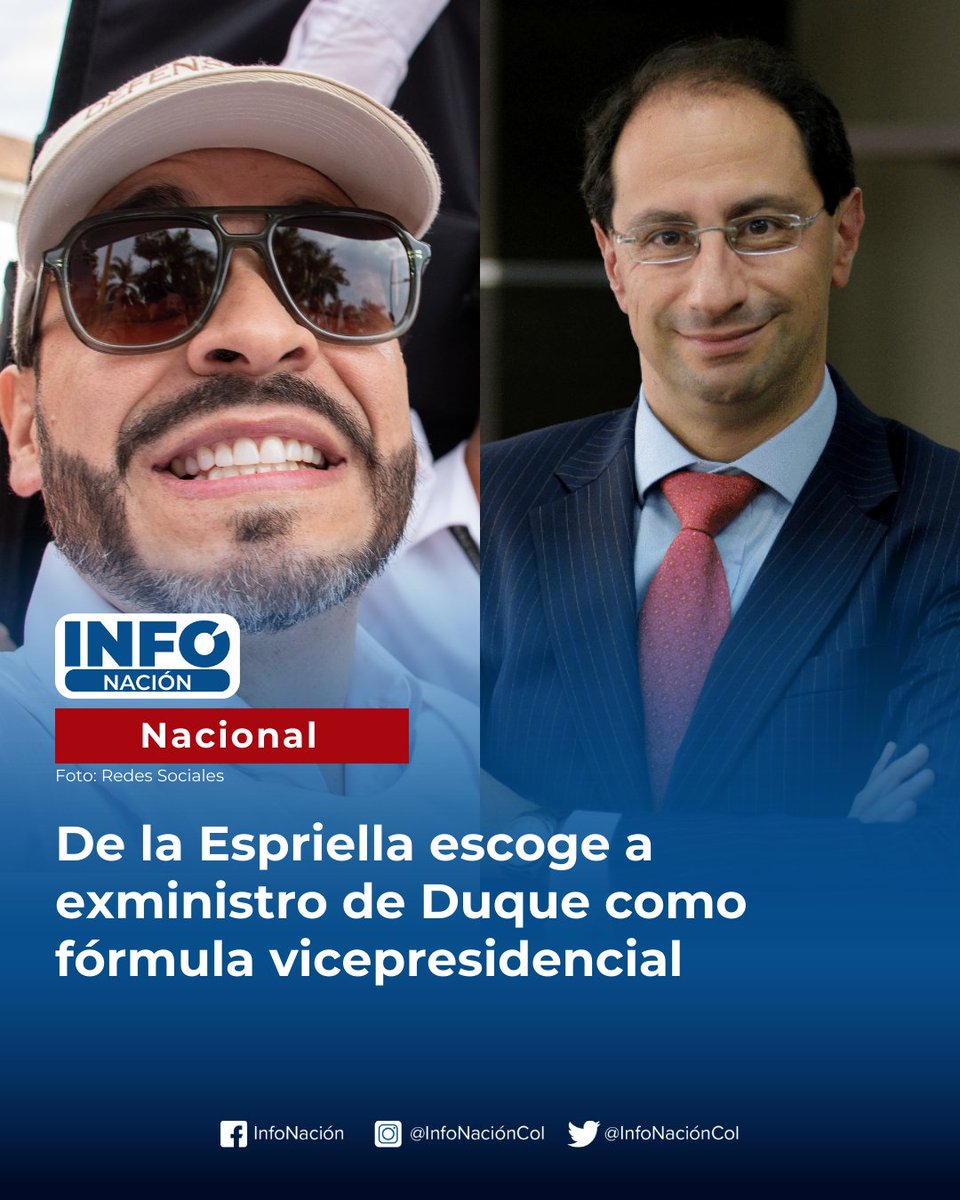 #InfoNación El candidato presidencial Abelardo de la Espriella anunció que el exministro José Manuel Restrepo será su fórmula vicepresidencial para las elecciones de 2026 en Colombia. 🇨🇴🗳️