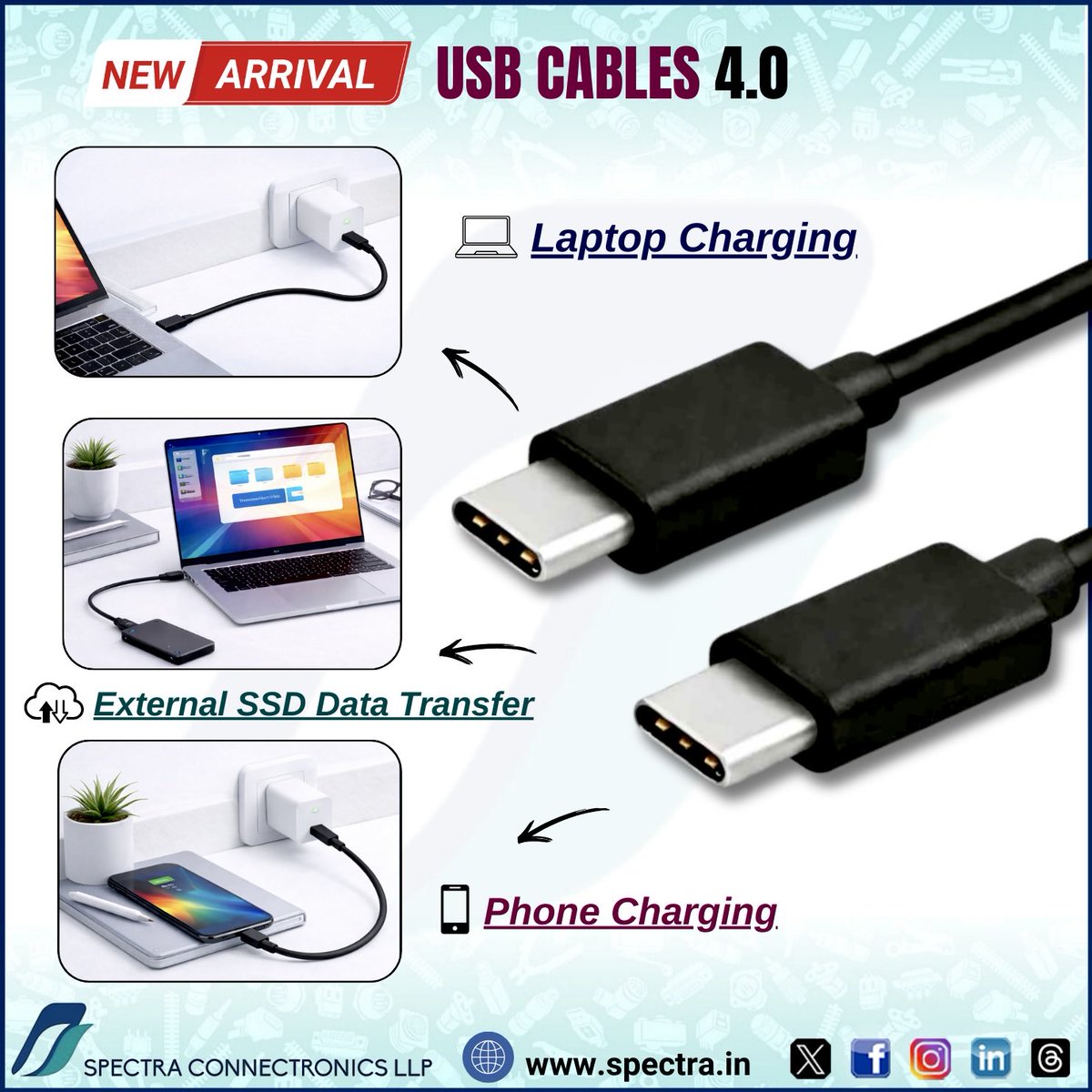 spectra_connect's tweet image. Power, speed, and reliability - now in one cable.🤩

The USB Cables 4.0 are designed to support modern connectivity needs with seamless performance across devices. ✅
Shop now at - spectra.in/computer-inter…

#totalconnectivitysolutions #spectraconnectronics #usbcable