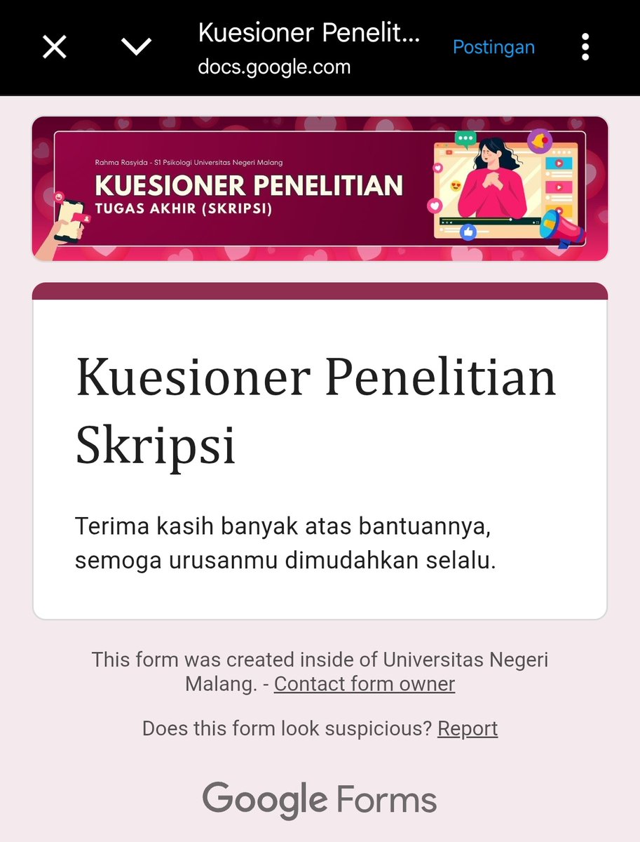 found2022's tweet photo. @str3ssure sudah diisi ya kakk
ini link kuisioner ku, jangan lupa diisi ya kak:

https://t.co/XoBiW16Vcx

Terima kasihh https://t.co/to7SpeEsZF
