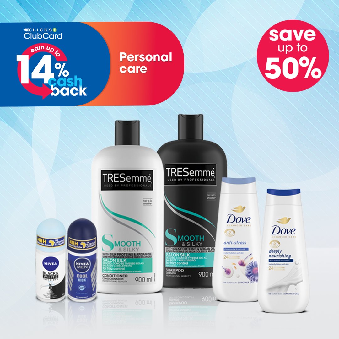 Clicks_SA's tweet photo. Your self-care routine just became self-rewarding. ✨

Swipe your ClubCard, spend R600, and shop Pay Day Savings in personal care to earn up to 14% cashback.

Because looking good and earning good? We love to see it.

#Clicks #ClubCard #ClicksClubCard #PersonalCare https://t.co/7EsYEhsWAy