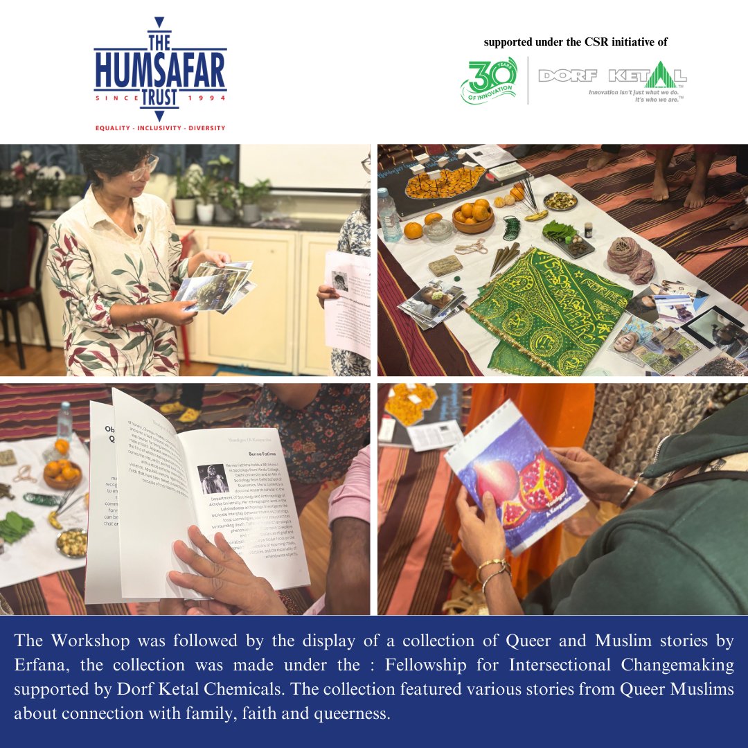 HumsafarTrust's tweet photo. What does it mean to be queer and Muslim?
Our recent workshop created space for reflection, storytelling, and community. With film screening, art display, &amp; a collection of queer Muslim stories — the evening ended with a shared iftar. Supported by Dorf Ketal Chemicals. https://t.co/Q9R4Wa1tAZ