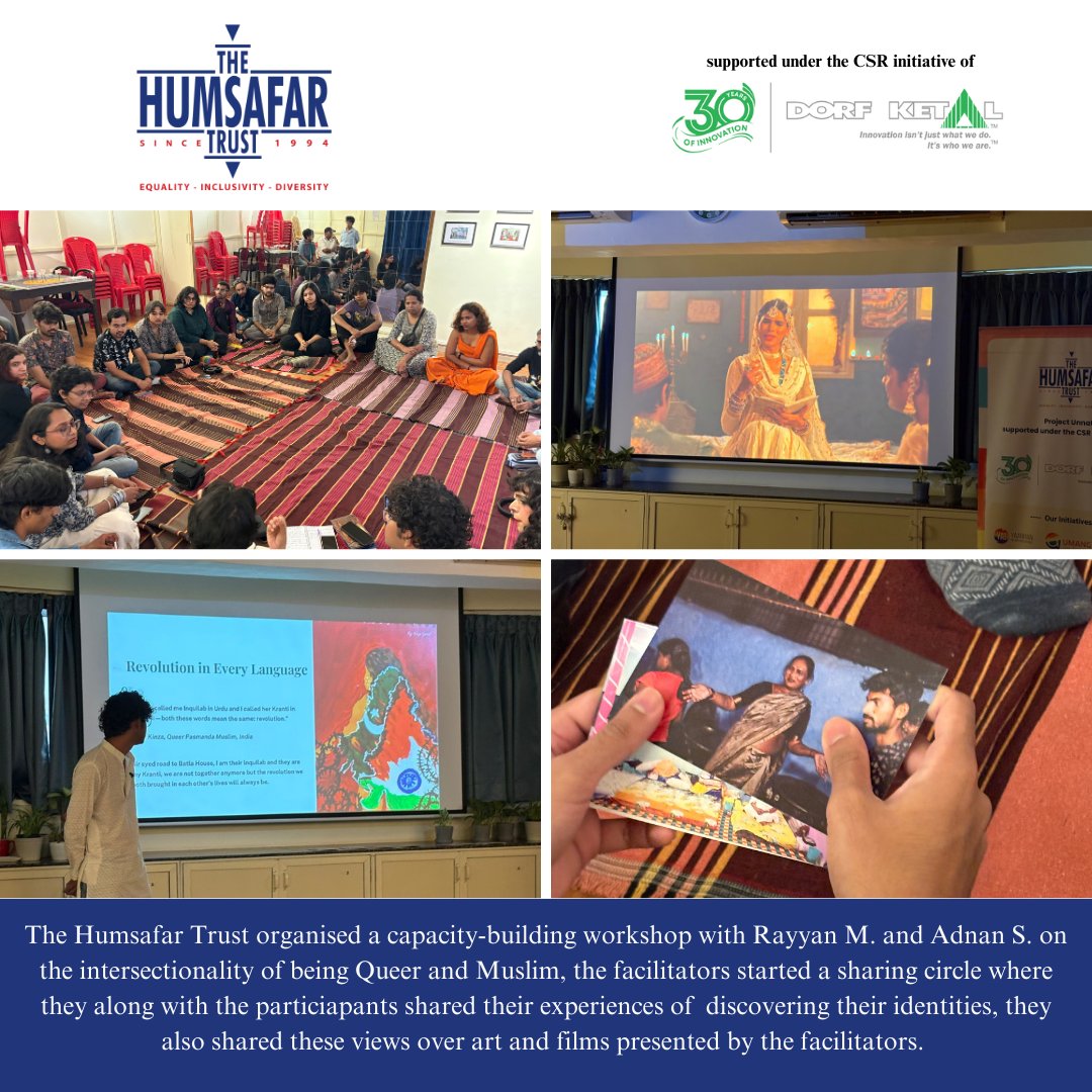 HumsafarTrust's tweet photo. What does it mean to be queer and Muslim?
Our recent workshop created space for reflection, storytelling, and community. With film screening, art display, &amp; a collection of queer Muslim stories — the evening ended with a shared iftar. Supported by Dorf Ketal Chemicals. https://t.co/Q9R4Wa1tAZ
