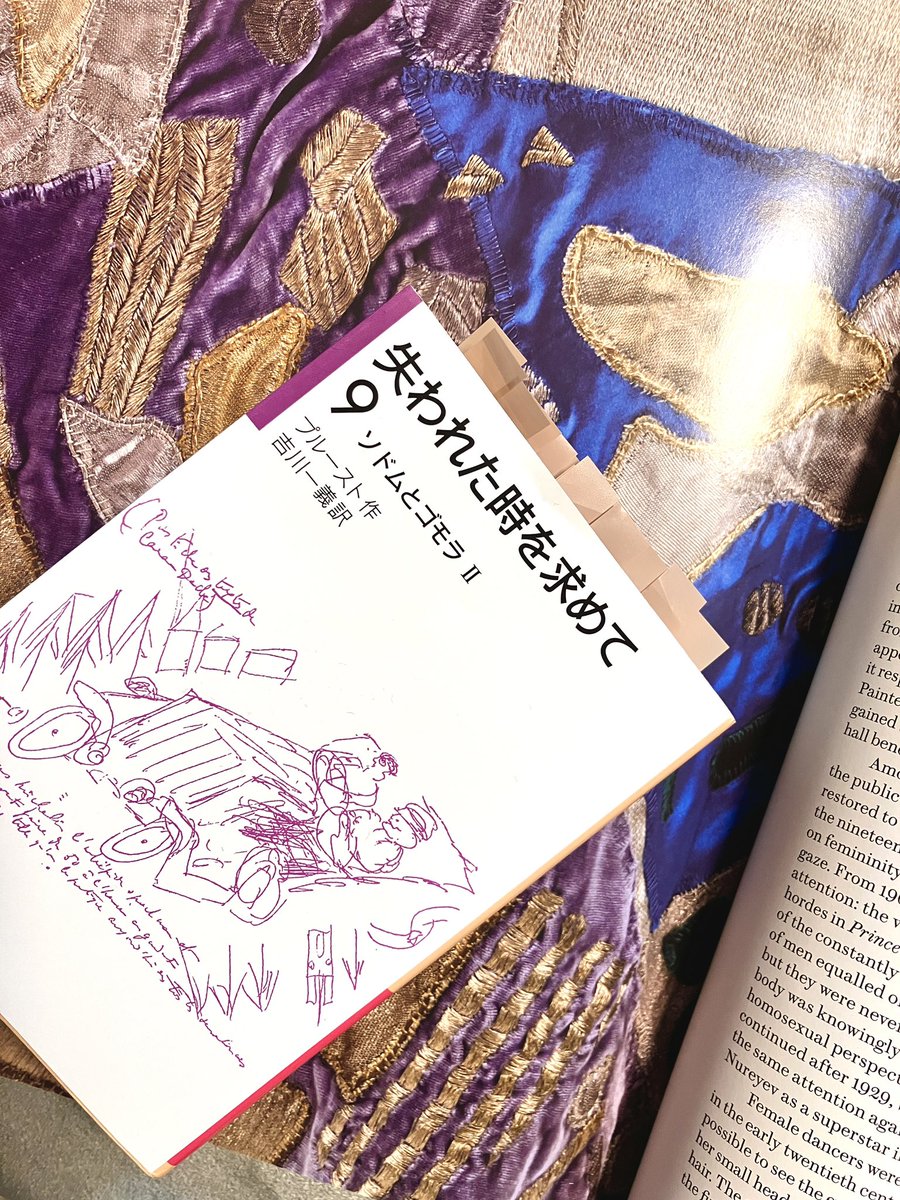 stravigory's tweet photo. プルースト読書会9回目。バレエ・リュスの舞台の鮮やかさについての言及があったので、バクストの衣装がわかる書籍を持って行った。乗り物の発達による時間空間認知の変化、睡眠中に別の時間を生きる感覚、風景の中に岩のように立ち上がる概念の描写など作家の自由な感性に感嘆。
#失われた時を求めて https://t.co/BFfcX50ode