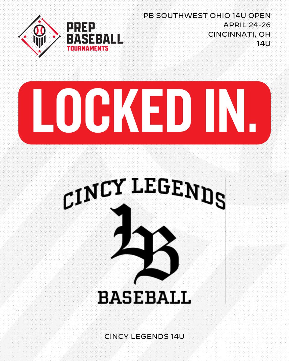 PrepBaseballOH's tweet photo. 𝐏𝐫𝐞𝐩 𝐁𝐚𝐬𝐞𝐛𝐚𝐥𝐥 𝐎𝐡𝐢𝐨 𝐓𝐨𝐮𝐫𝐧𝐚𝐦𝐞𝐧𝐭 𝐓𝐫𝐚𝐜𝐤𝐞𝐫 ✅
🔥 Tournament: Southwest Ohio 14U Open
💪 @Cincy_Legends | Cincy Legends 14U
📆 April 24-26
📍 Cincinnati, OH
🔗 https://t.co/fftbjyMt6i
@PBTourney | @prepbaseball | #BeSeen https://t.co/vWP0HpHWNa