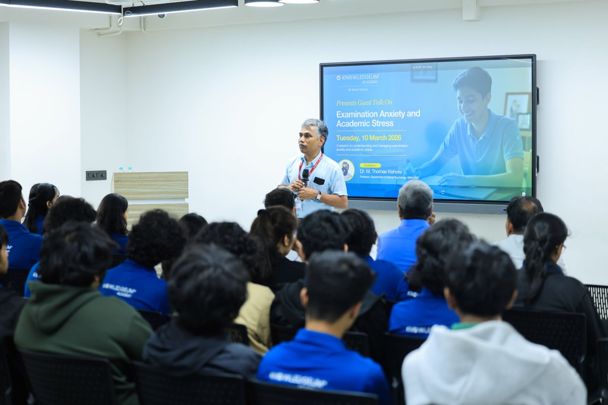mheduNIMHANS's tweet image. Creating space for conversations on exam stress and student well-being at Knowledgeum Academy, Bengaluru. Session led by Dr M Thomas Kishore as part of Community Connect by @mhednimhans with PSW &amp;amp; CPNT, NIMHANS.
#CommunityConnect #ExamStress #StudentWellbeing #NIMHANS