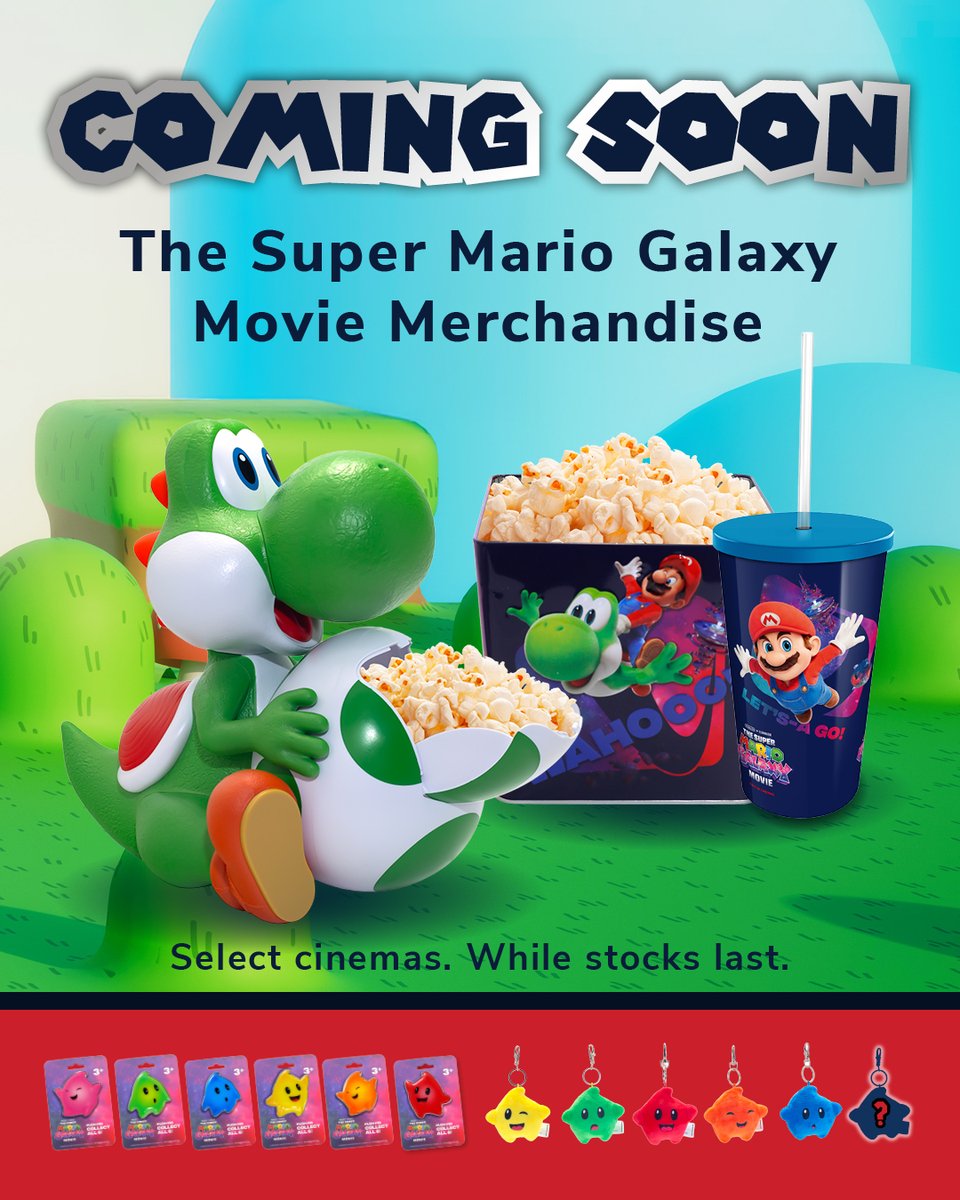 ⭐ Full reveal unlocked! ⭐

A whole galaxy of fun is on the way! ✨ Your full Super Mario Galaxy Movie merch collection is officially landing at ODEON soon.🍄

Select cinemas. While stocks last.