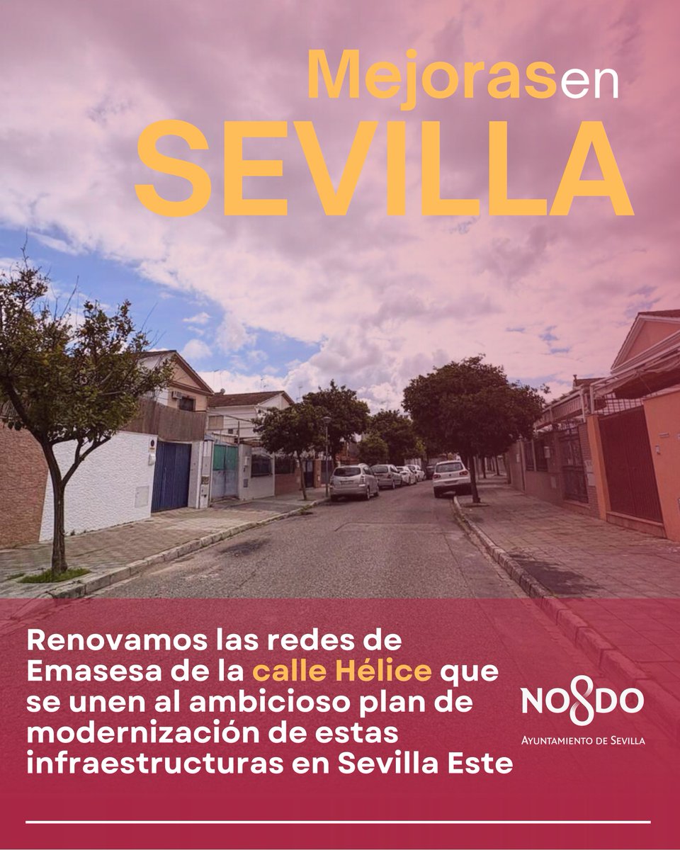 ⏩Continuamos el ambicioso plan de modernización de las redes de abastecimiento💧 de Sevilla Este.

✅Intertimos, a través de <a href="/emasesa/">emasesa</a>, más de 276.000€ en la renovación de la calle Hélice, con una duración tres meses y medio.