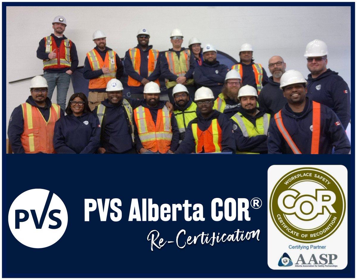 PVS has achieved 3-year COR® re-certification in Alberta, reinforcing our ongoing commitment to the highest safety standards. 

At PVS, safety is more than a standard—it’s a core value. 

#CORCertified #SafetyFirst