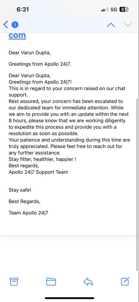 KillerVarun's tweet photo. @Apollo24x7 Yesterday’s response of your customer care: https://t.co/1Vvvw5uW1P