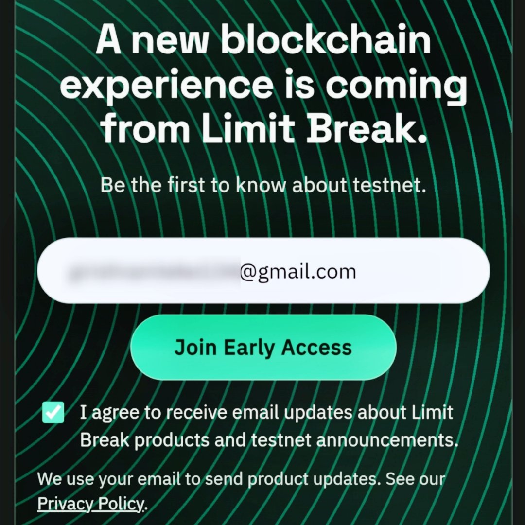 New Project @LimitBreak - Early Testnet Opportunity ✅

🕑 Only 1 Minute Guy's 

💰 Funding: $200M
💸 Cost: FREE
🫂 Backed By - Paradigm, Coinbase Ventures, Standard Crypto and more...

A new testnet opportunity from Limit Break just opened its early waitlist.
Early testers often