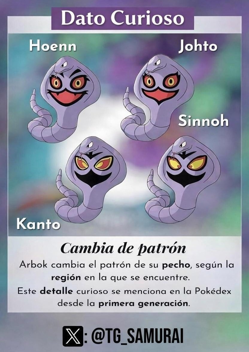 TG_SAMURAI's tweet image. #DatoCurioso‼️🤓

Dato curioso sobre Arbok que quizás no habías notado 🤯

Sabías este detalle❓