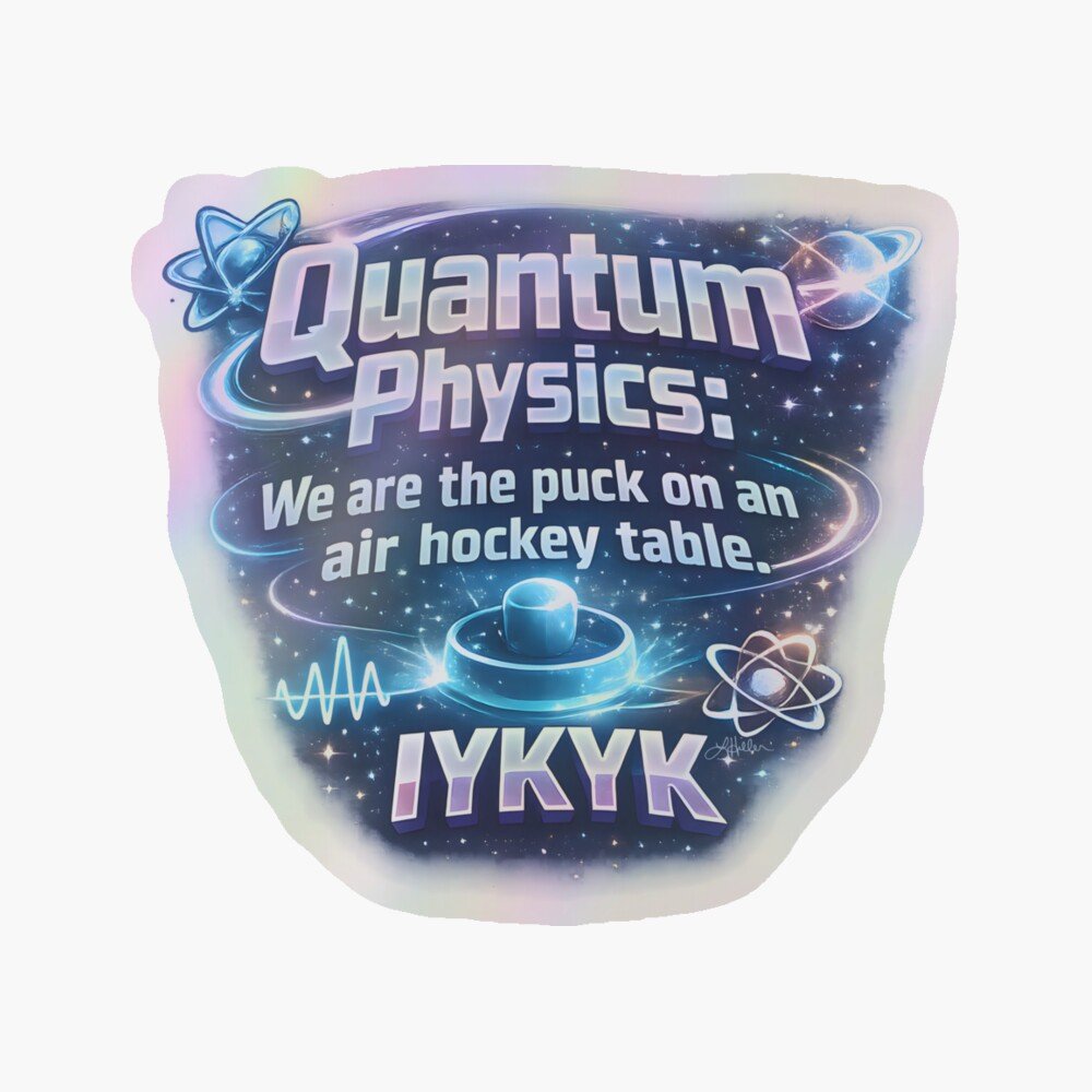 LeeHillerDesign's tweet image. Quantum Physics: We are the puck on an air hockey table IYKYK
#quantumphysics #science  #RBandME:  redbubble.com/i/holographic-… #findyourthing #redbubble