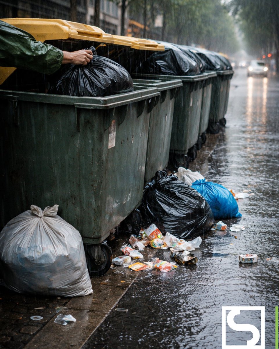 🌧️ En días de lluvia, la basura que se deja fuera de los contenedores se moja, se rompe y acaba esparcida por la calle.

Es un gesto sencillo:
🗑️ La basura siempre dentro del contenedor.

#CiudadLimpia #MolinadeSegura
