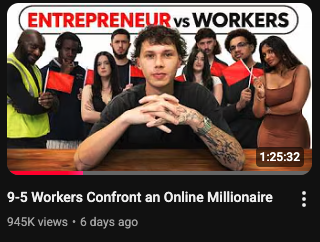 brez just posted a 60-minute sales asset disguised as entertainment content

and nobody even realized they were being sold to

here's exactly how he did it:

brez posted a jubilee style 10v1 video

"9 to 5 workers confront online millionaire"

on the surface it looks like debate