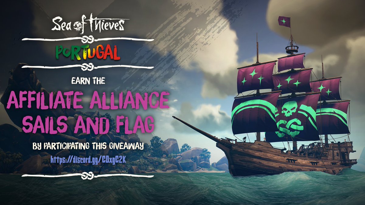🎂SOT ANNIVERSARY GIVEAWAY🎂

<a href="/SeaOfThieves/">Sea of Thieves</a>
AA sails &amp; AA Tattoo

🎮- Join Sea Of Thieves Portugal Discord Server
🏷️- Redeem Verified Roles
🎁- Enter the giveaway!
🗓️-March 20th

💙- Like, Follow Us &amp; Share w/ your friends.

#SeaOfThieves
👇Link in the comments 👇
