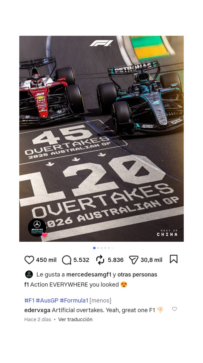 formulapaddock_'s tweet photo. La F1 sacando pecho de datos mierder adulterados.

3 Doritos después >>>

La F1 censurando y bloqueando comentarios inapropiados, a su criterio, sobre la nueva normativa. https://t.co/0yLGSBos4m