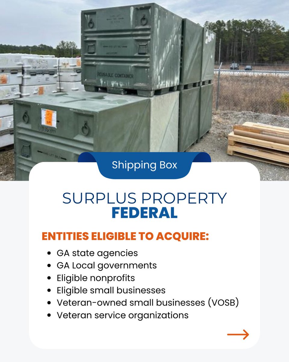 GAStateSurplus's tweet image. Request these Shipping Boxes from GA DOAS Surplus by March 20! Email doasfedsur@doas.ga.gov with item name, quantity, and contact info. Must be enrolled in the GA Surplus Property Program. #SurplusProperty #GeorgiaDOAS #ShippingBox