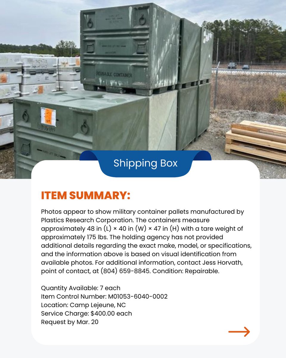GAStateSurplus's tweet image. Request these Shipping Boxes from GA DOAS Surplus by March 20! Email doasfedsur@doas.ga.gov with item name, quantity, and contact info. Must be enrolled in the GA Surplus Property Program. #SurplusProperty #GeorgiaDOAS #ShippingBox
