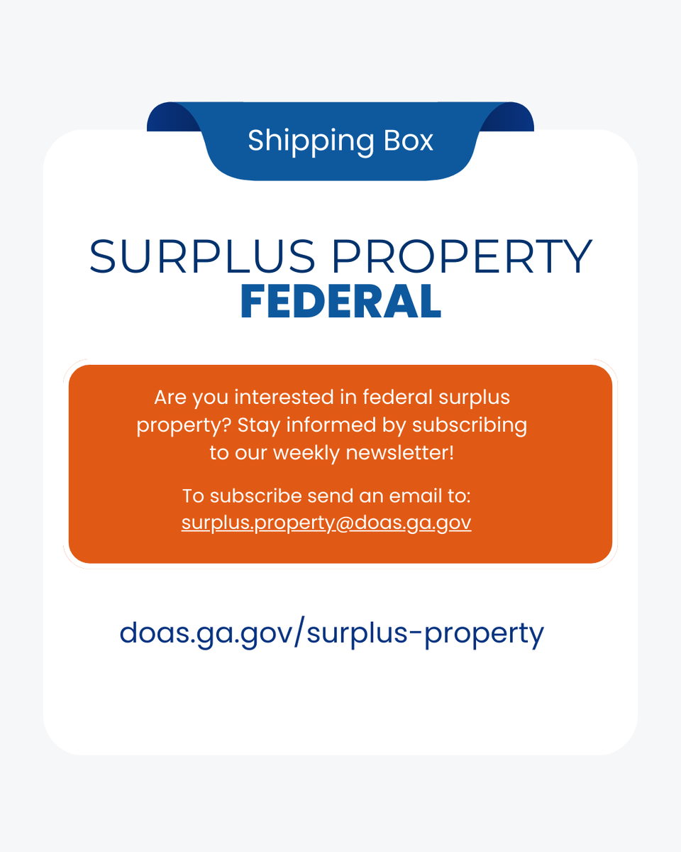 GAStateSurplus's tweet image. Request these Shipping Boxes from GA DOAS Surplus by March 20! Email doasfedsur@doas.ga.gov with item name, quantity, and contact info. Must be enrolled in the GA Surplus Property Program. #SurplusProperty #GeorgiaDOAS #ShippingBox