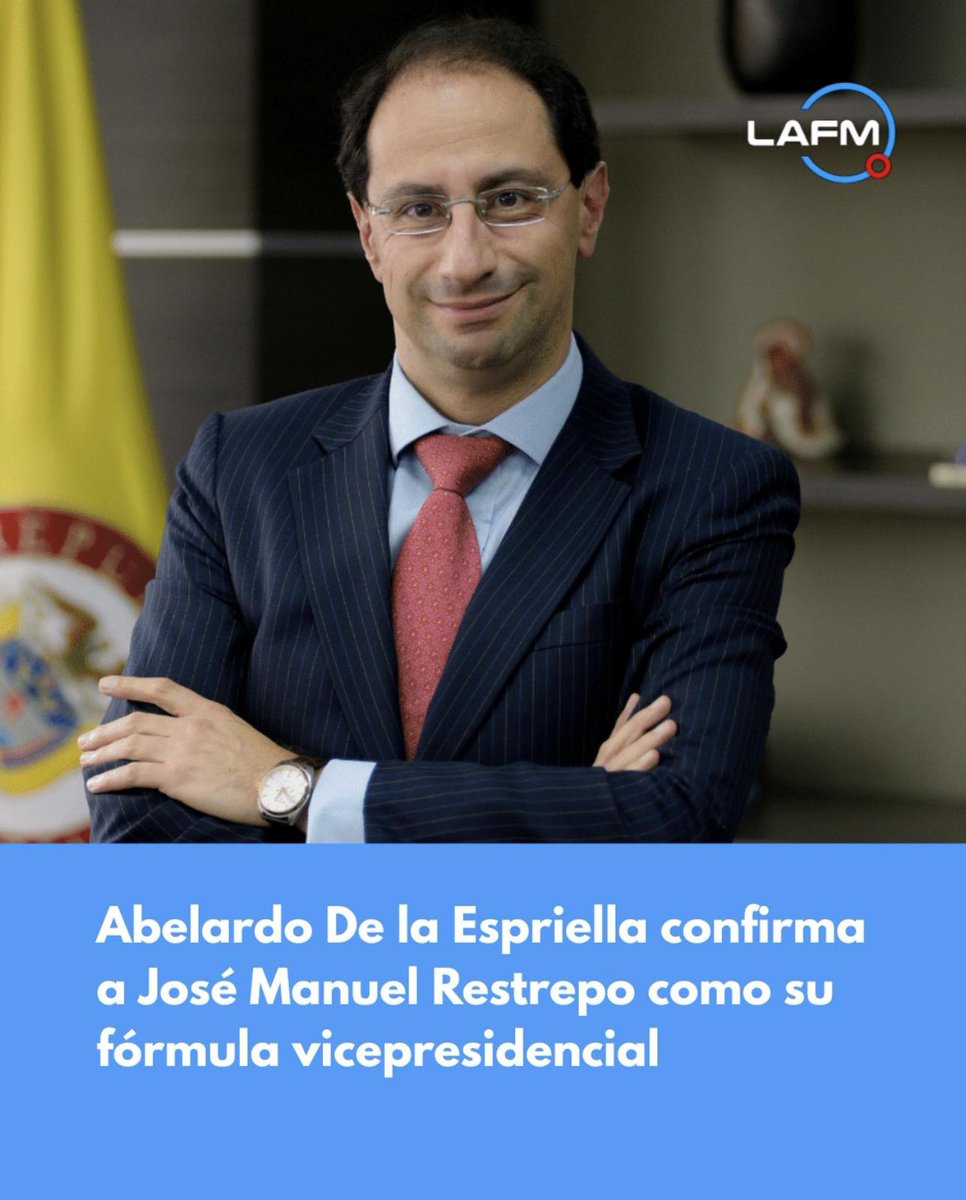 #lafmmanizales La FM 99.7  El candidato presidencial Abelardo De la Espriella publicó un video en el que anunció al exministro de Hacienda José Manuel Restrepo como su formula vicepresidencial para estas elecciones

Más:  facebook.com/photo?fbid=429…