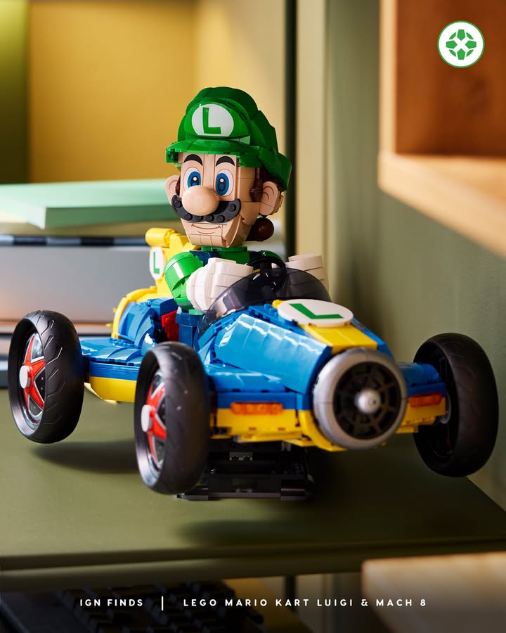 IGNDeals's tweet photo. The LEGO Mario Kart Luigi &amp; Mach 8 set teased earlier this year is real, and there's no more appropriate time for LEGO to announce it than on Mario Day, which is today. They could have announced it on Luigi Day but that day simply does not exist. https://t.co/XoisHBUKO0