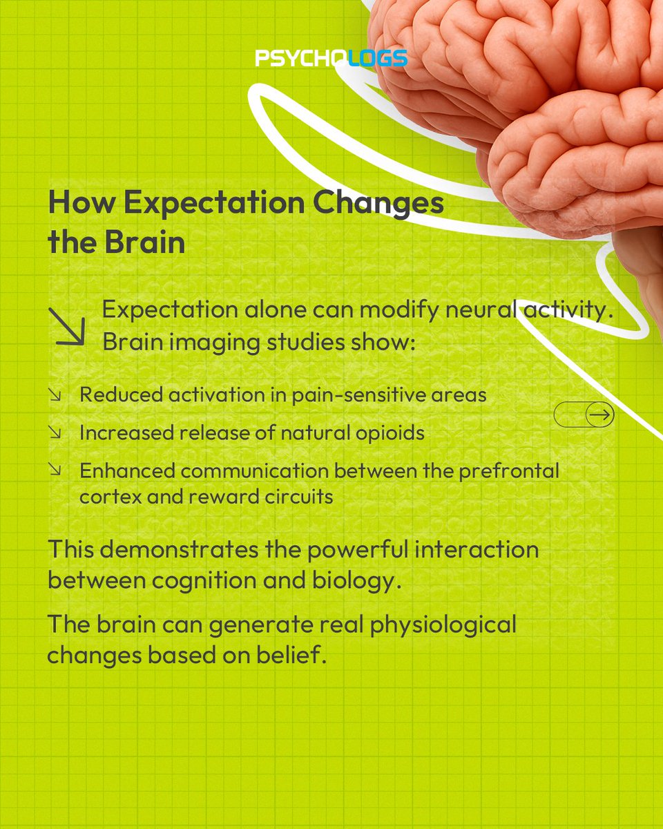 PsychologsIndia's tweet photo. The placebo effect is real and brain-based. Belief and expectation can change brain chemistry, activating natural painkillers, reward circuits, and altering how the brain processes pain. Cognition and biology are deeply connected.

#PlaceboEffect #BrainHealing #Neuroscience https://t.co/9UX0YX3aVP