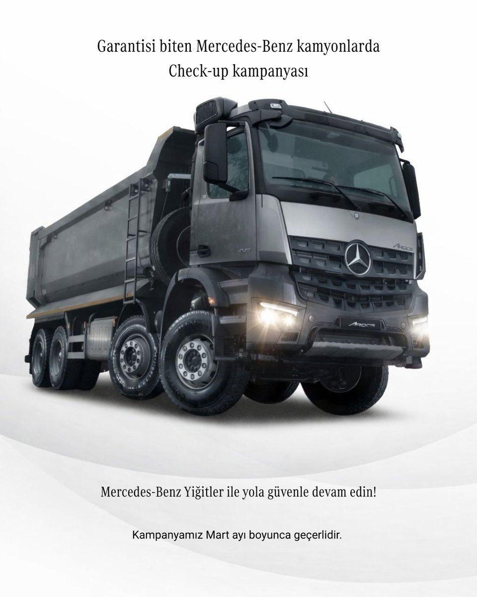 Kamyonunuz için tam zamanında kontrol!
Garanti süresi dolan kamyonlar için Check-Up Kampanyası başladı.

Detaylar için bizimle iletişime geçin. 

Yiğitler Malatya: 0422 237 50 55
#mercedesbenz #mercedesbenztürkiye #mercedesbenzyiğitler